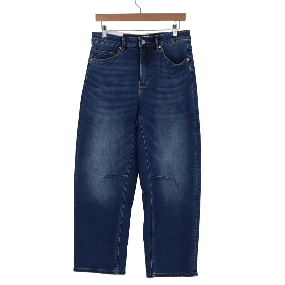MoCo Boutique Tummy Control Barrel Jeans Medium Wash Blue High Rise 11/30 NEW